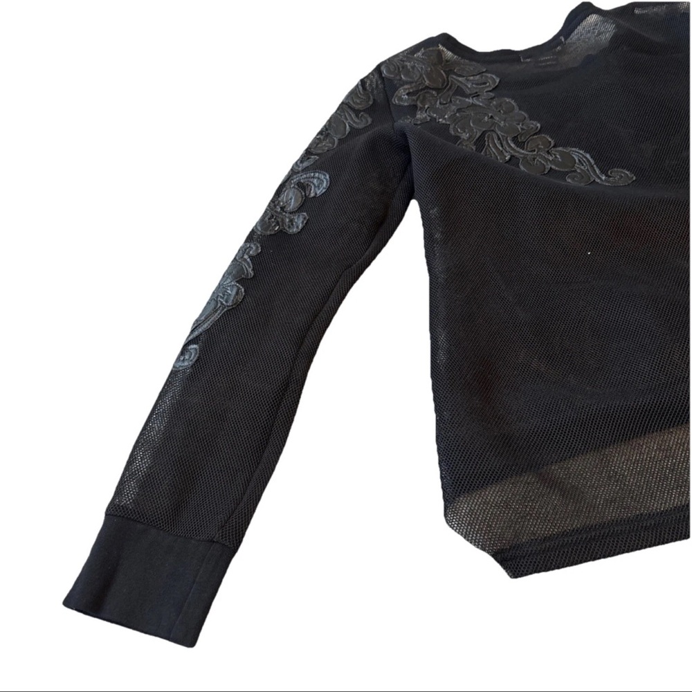GRACIA Women’s Sexy Black Faux Leather Mermaid Scales MESH Blouse Size L - Picture 4 of 16